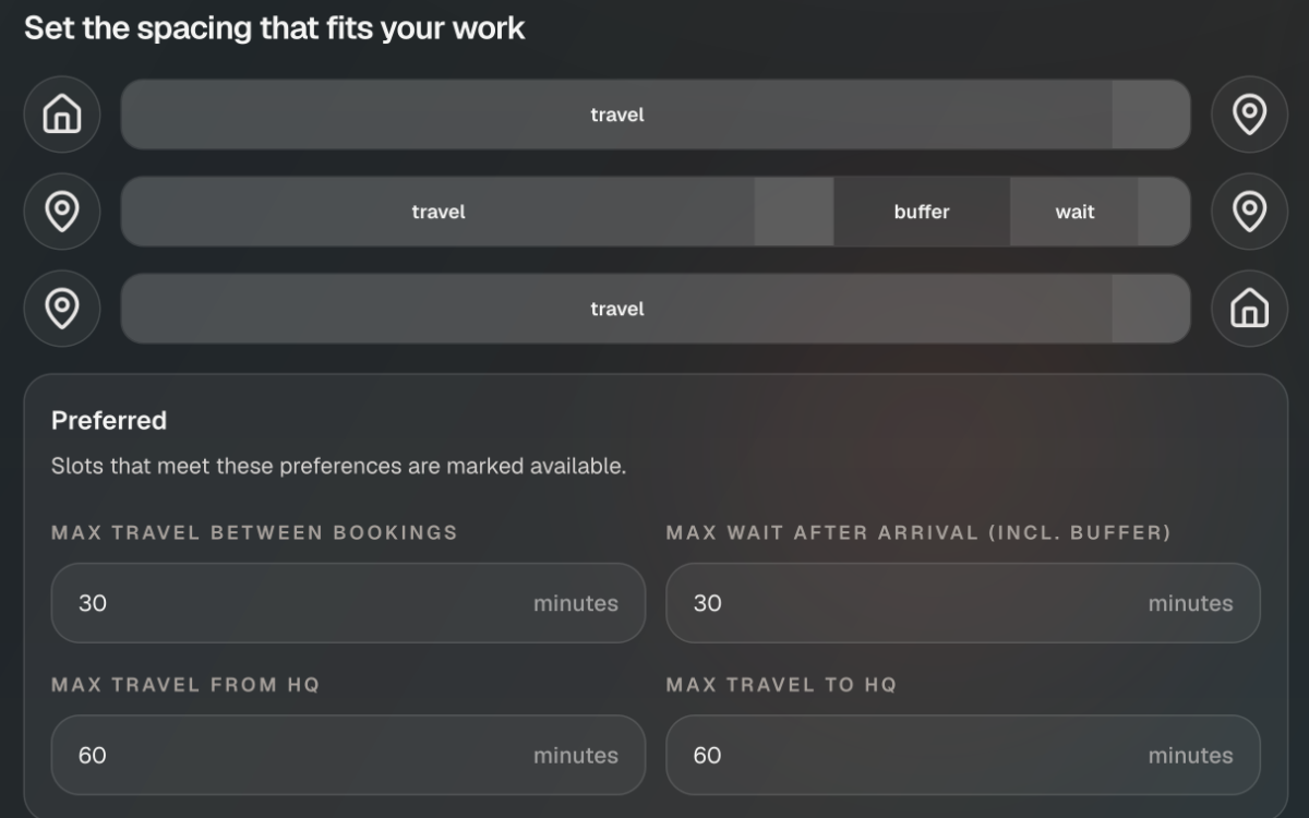 Granular availability rules screen