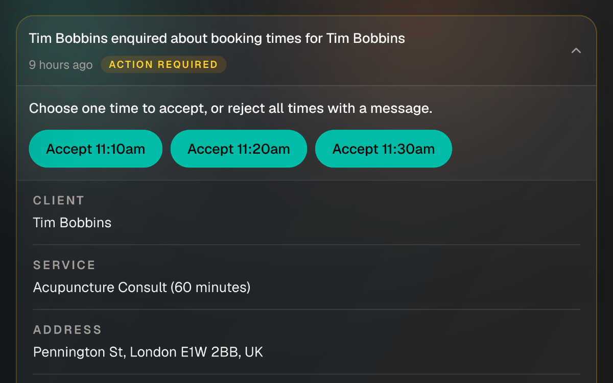 Managed time-slot negotiation screen