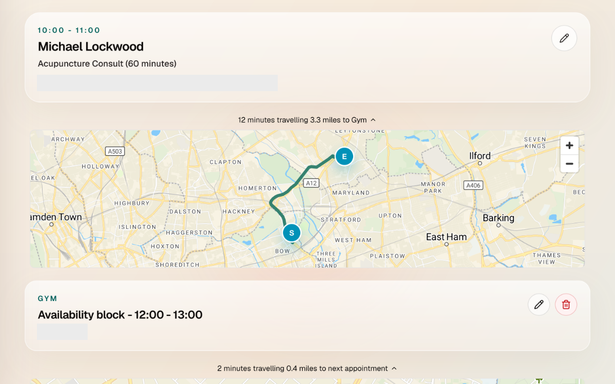 Step-by-step itinerary screen