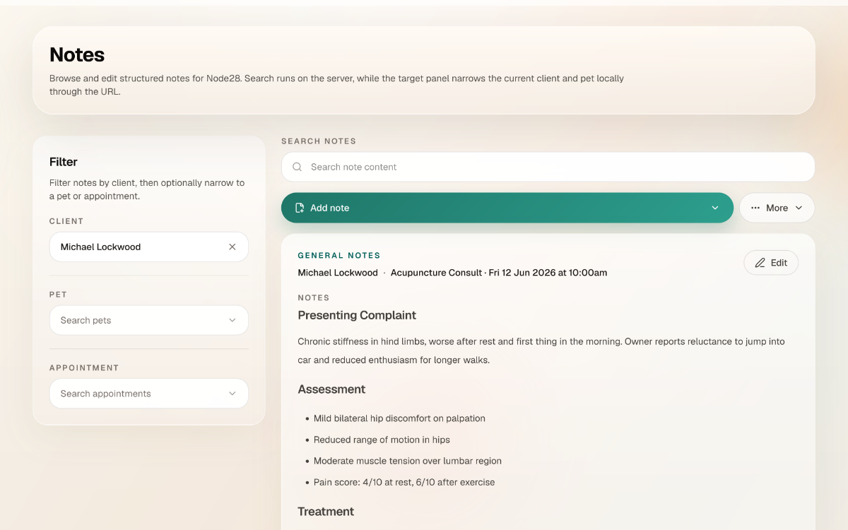 Case notes screen