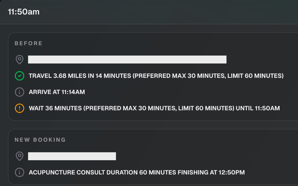 Flexible off-pattern bookings screen