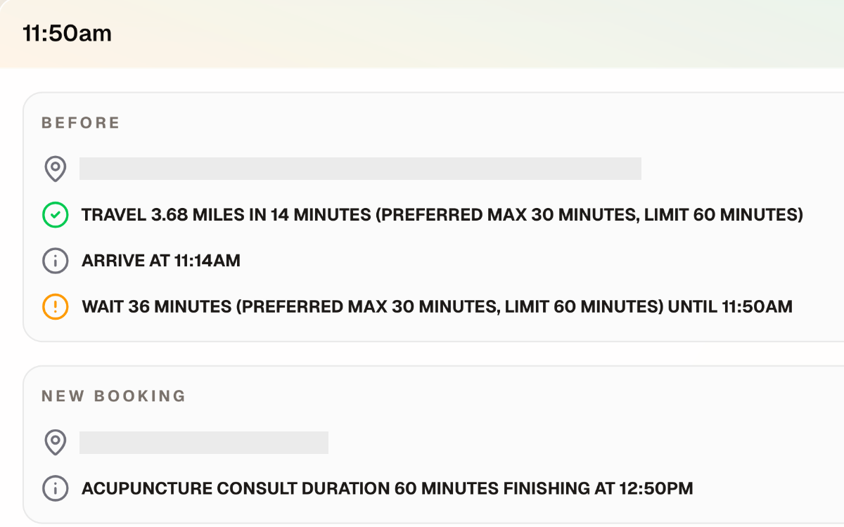 Flexible off-pattern bookings screen